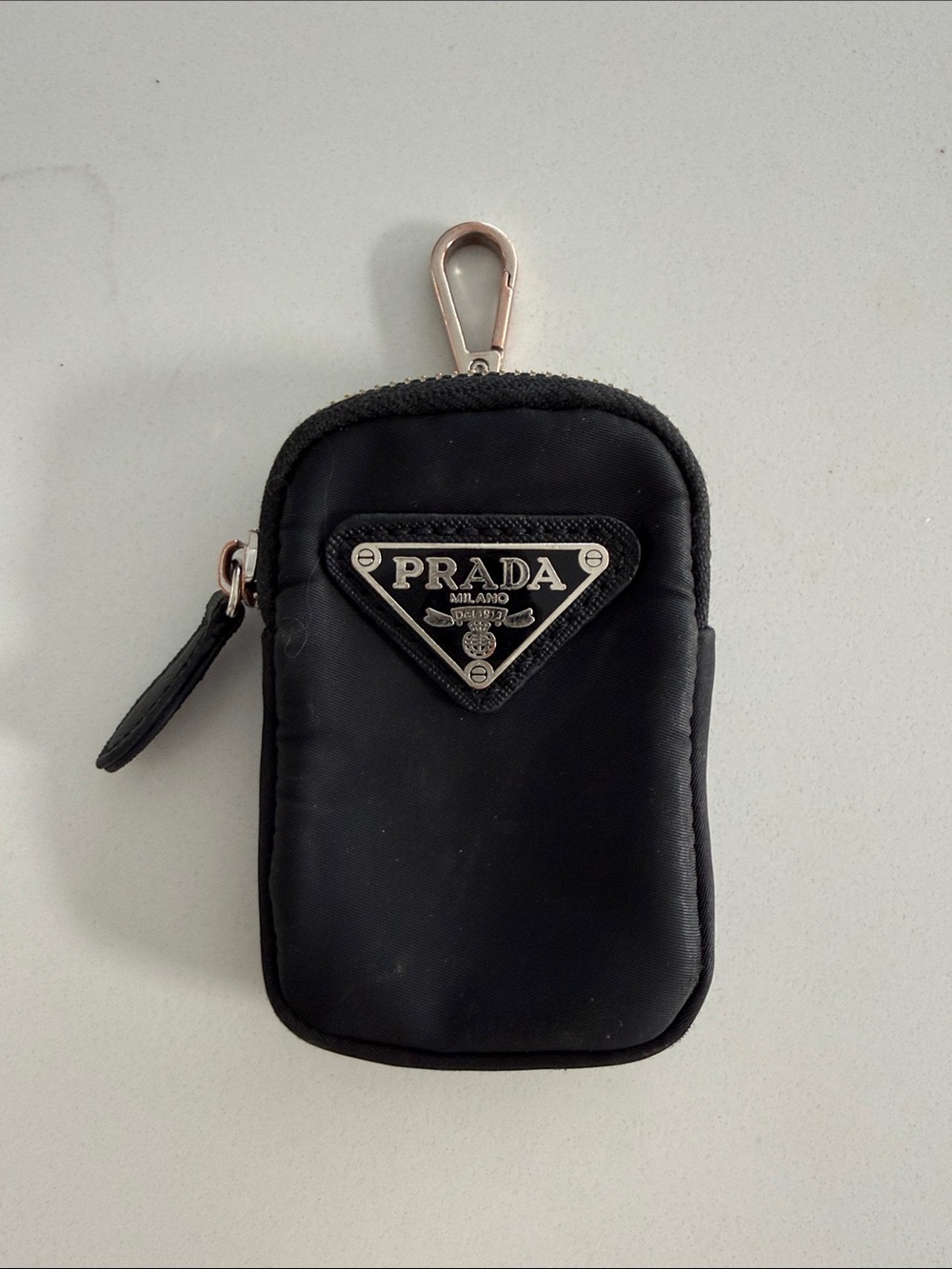 Re-Nylon mini pouch with keychain